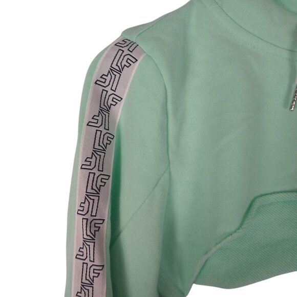 LF The Brand Mint Green Ultra Cropped Hoodie Logo Tape Sleeves Size M - Picture 8 of 10